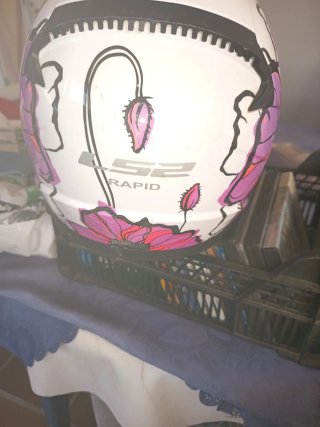 Casco Integral LS2 Morado Diseño floral