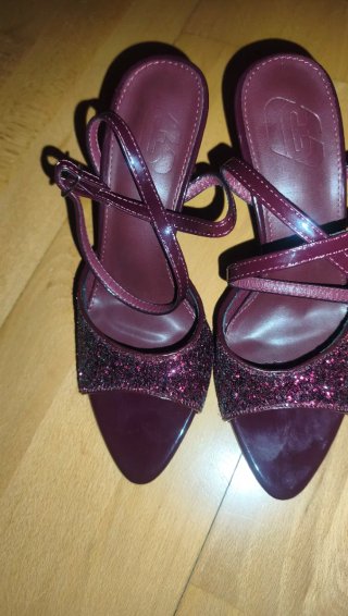 Sandalias de vestir granate/vino con purpurina