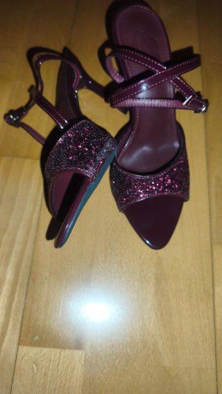 Sandalias de vestir granate/vino con purpurina