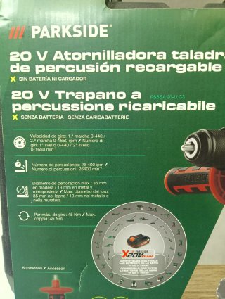 Taladro Percutor Recargable PARKSIDE PSBSA 20-Li C