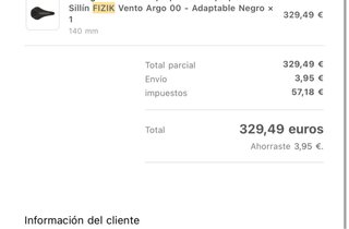 Sillín FIZIK Vento Argo 00 Adaptative