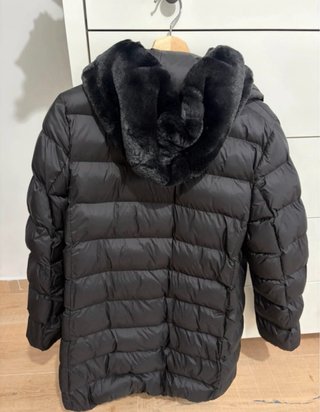 Abrigo Geox Negro con Capucha y Pelo