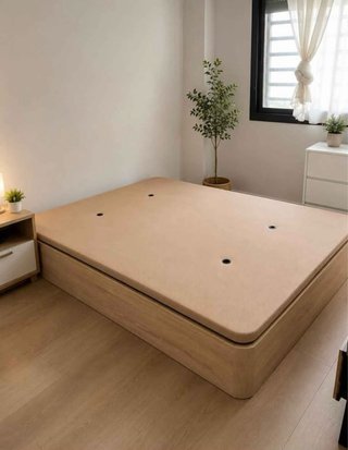 Canapé abatible madera y tela beige