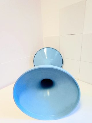 Taburete auxiliar azul vintage plástico
