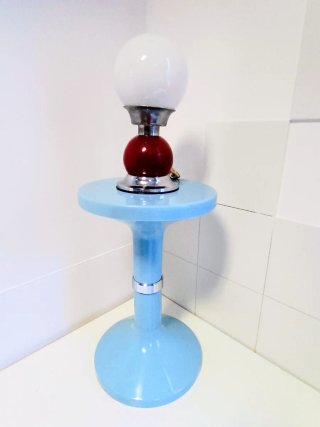 Taburete auxiliar azul vintage plástico