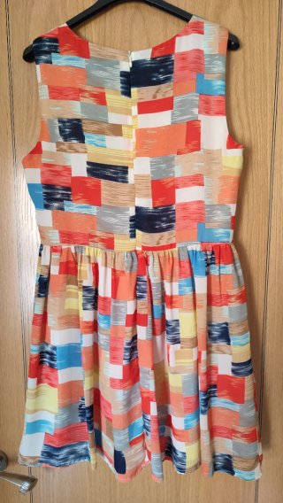 Vestido estampado cuadros naranja