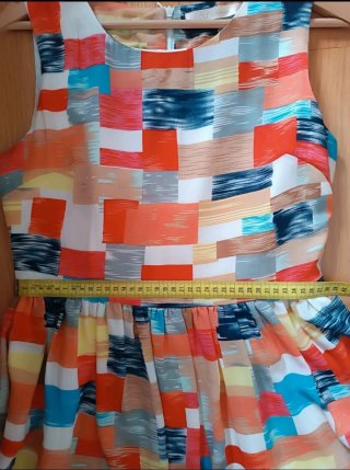 Vestido estampado cuadros naranja