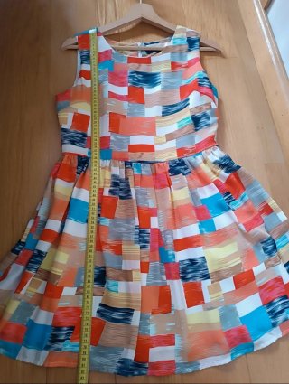 Vestido estampado cuadros naranja