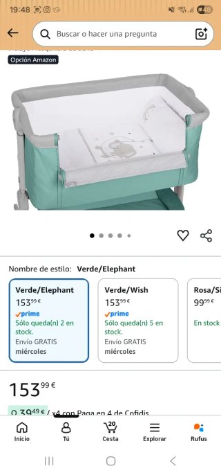 Mini Cuna Colecho Gris y Verde