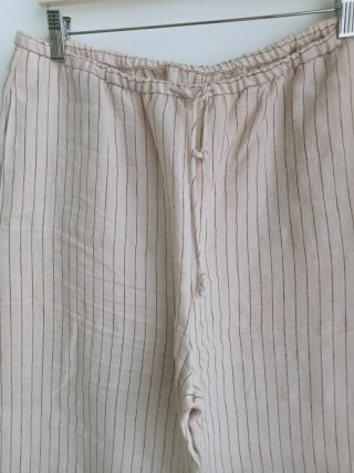 Pantalón de Lino Rayas Beige Talla Única