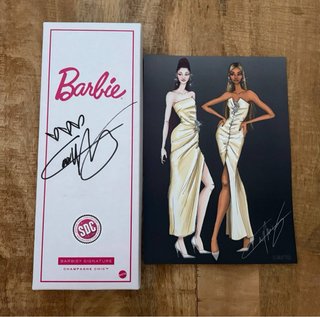 Barbie Signature Champagne Chic autografata e bozzetto