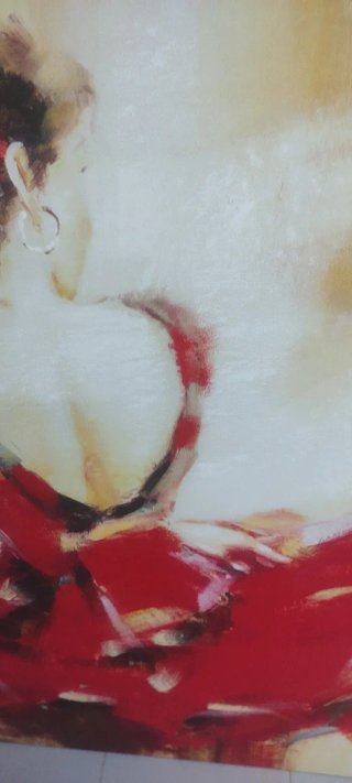 Cuadro Flamenca Rojo y Beige
