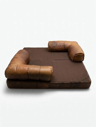 Sofá de cuero estilo De Sede, Vintage 70s