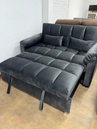 SOFÁ CAMA 3 EN 1 GRIS Y NEGRO 161cm 2 PLAZAS