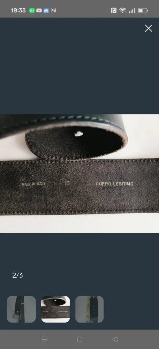 Cinturón Piel Negra Made in Italy Talla 75