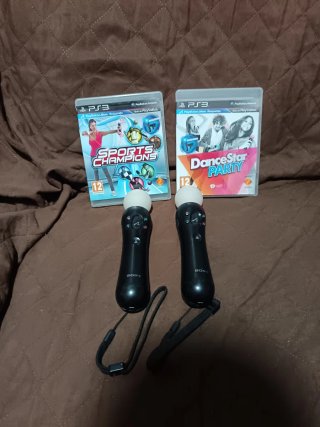 Lote 2 mandos Move PS3 PS4 + 2 juegos