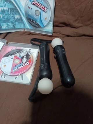 Lote 2 mandos Move PS3 PS4 + 2 juegos