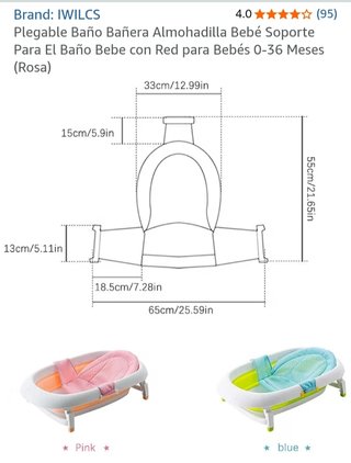 Almohadilla para bañera de bebé rosa