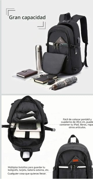 Mochila Antirrobo Impermeable NIG Negra.