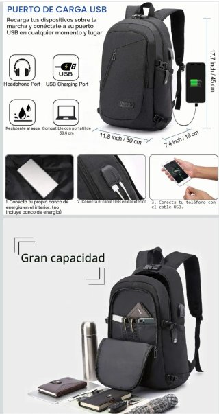 Mochila Antirrobo Impermeable NIG Negra.