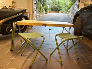 Mesa Camping Regulable + 4 Taburetes