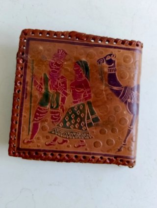 Cartera de cuero artesanal India