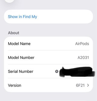 AirPods 2 Apple A2031