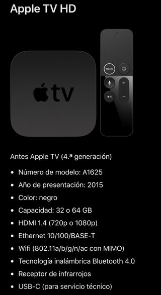 Apple TV HD A1625 64GB
