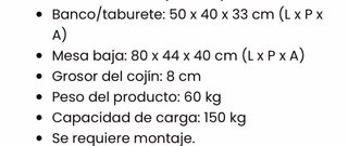 Conjunto jardín, salón. Mesa bajita y 2 taburetes