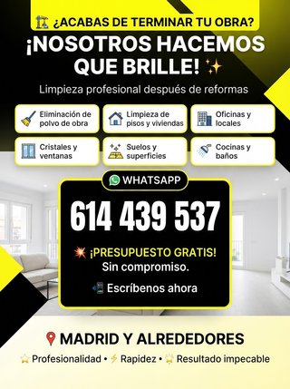 Limpieza Profesional Después de Reformas en Madrid