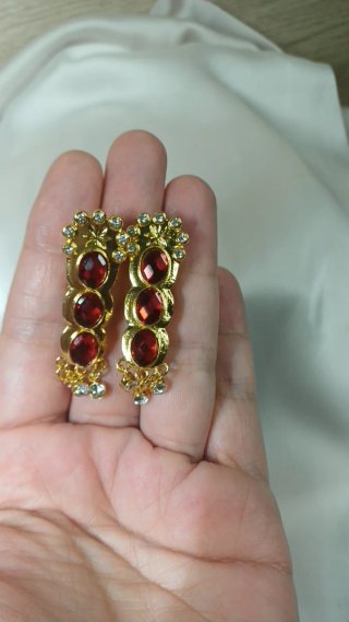 Pendientes Chapado Oro 18k Rubí Vintage Semáforo