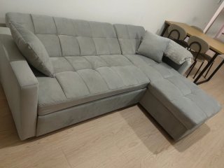Sofá cama chaise longue gris