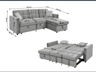 Sofá cama chaise longue gris