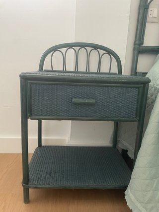 Dormitorio ratán azul verde