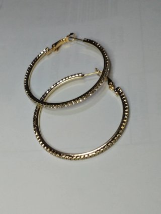 R533 Orecchini cerchio sottili  brillantini inox o