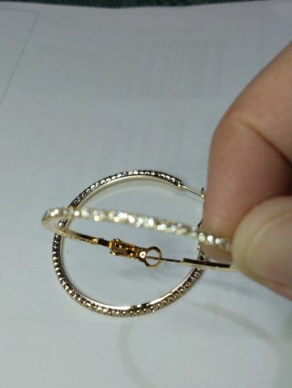 R533 Orecchini cerchio sottili  brillantini inox o