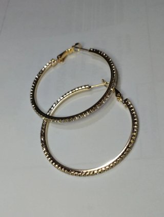 R533 Orecchini cerchio sottili  brillantini inox o