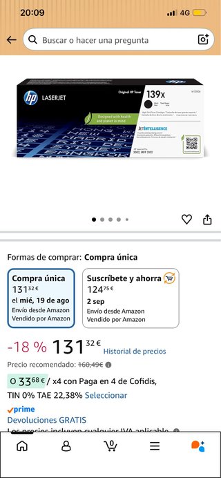 Tóner HP LaserJet 139x Negro