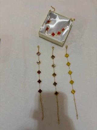Pulsera trébol rojo y amarillo