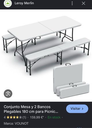 Mesa de camping plegable con bancos