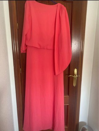 Vestido largo fiesta naranja/rosa con etiqueta