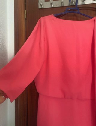 Vestido largo fiesta naranja/rosa con etiqueta