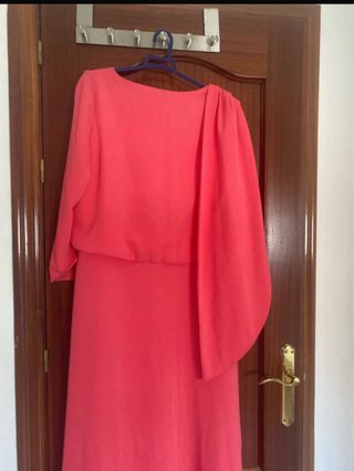 Vestido largo fiesta naranja/rosa con etiqueta