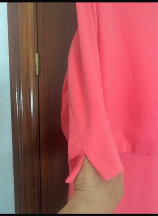 Vestido largo fiesta naranja/rosa con etiqueta