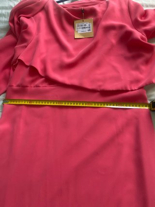 Vestido largo fiesta naranja/rosa con etiqueta