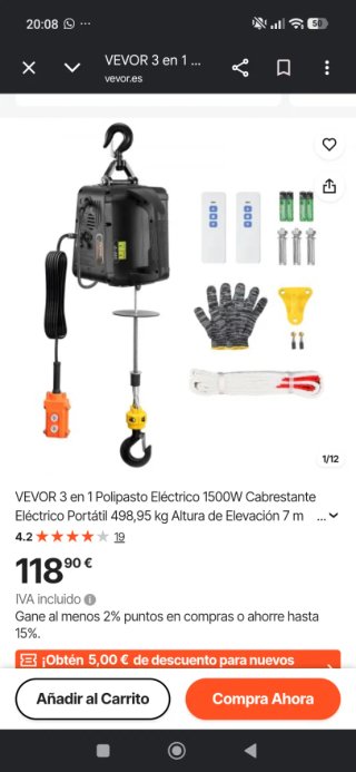 Polipasto Eléctrico 500 kg