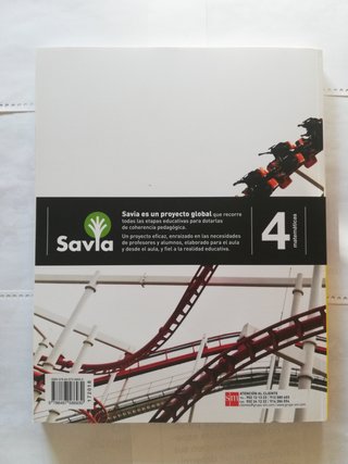 Libro matematicas para 4 ESO, editorial SM Savia