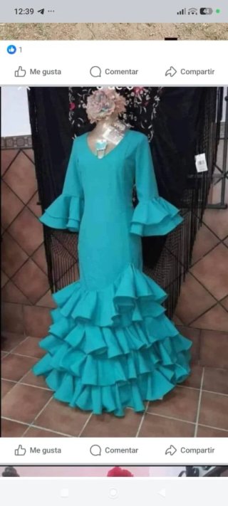Traje Flamenca Rojo y Turquesa Talla Única