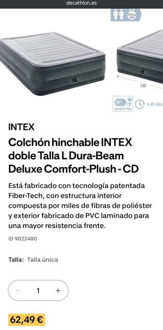Cama hinchable Intex grande con inflador eléctrico