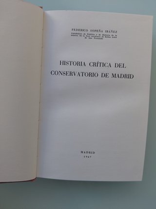 Historia Crítica del Conservatorio de Madrid